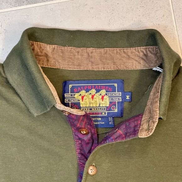 Vintage 90’s Ralph Lauren Chaps Boy Scout Tag Green Long Sleeve Polo - Medium - Picture 2 of 7